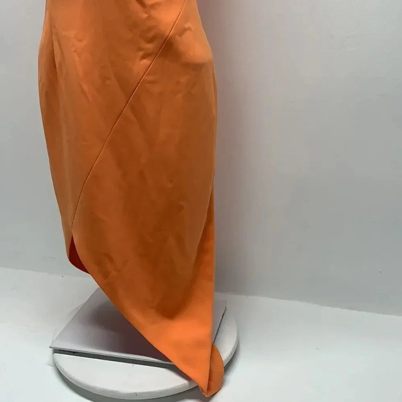 Jay Godfrey Dress Sheath Midi A-Line Sleeveless V-Neck Asymmetrical Orange 4 - Picture 3 of 11